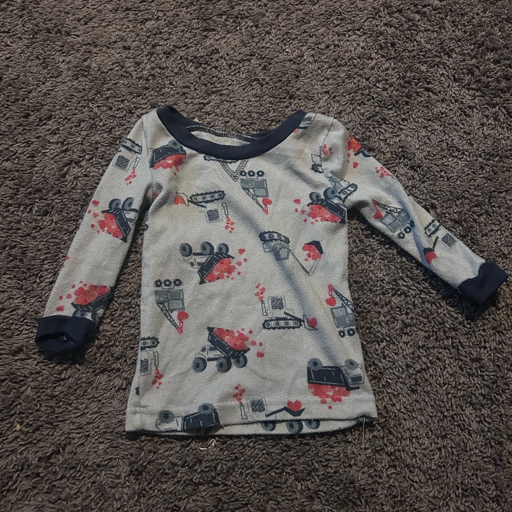 Essentials Kids Gray Long Sleeve Shirt with Construction Theme